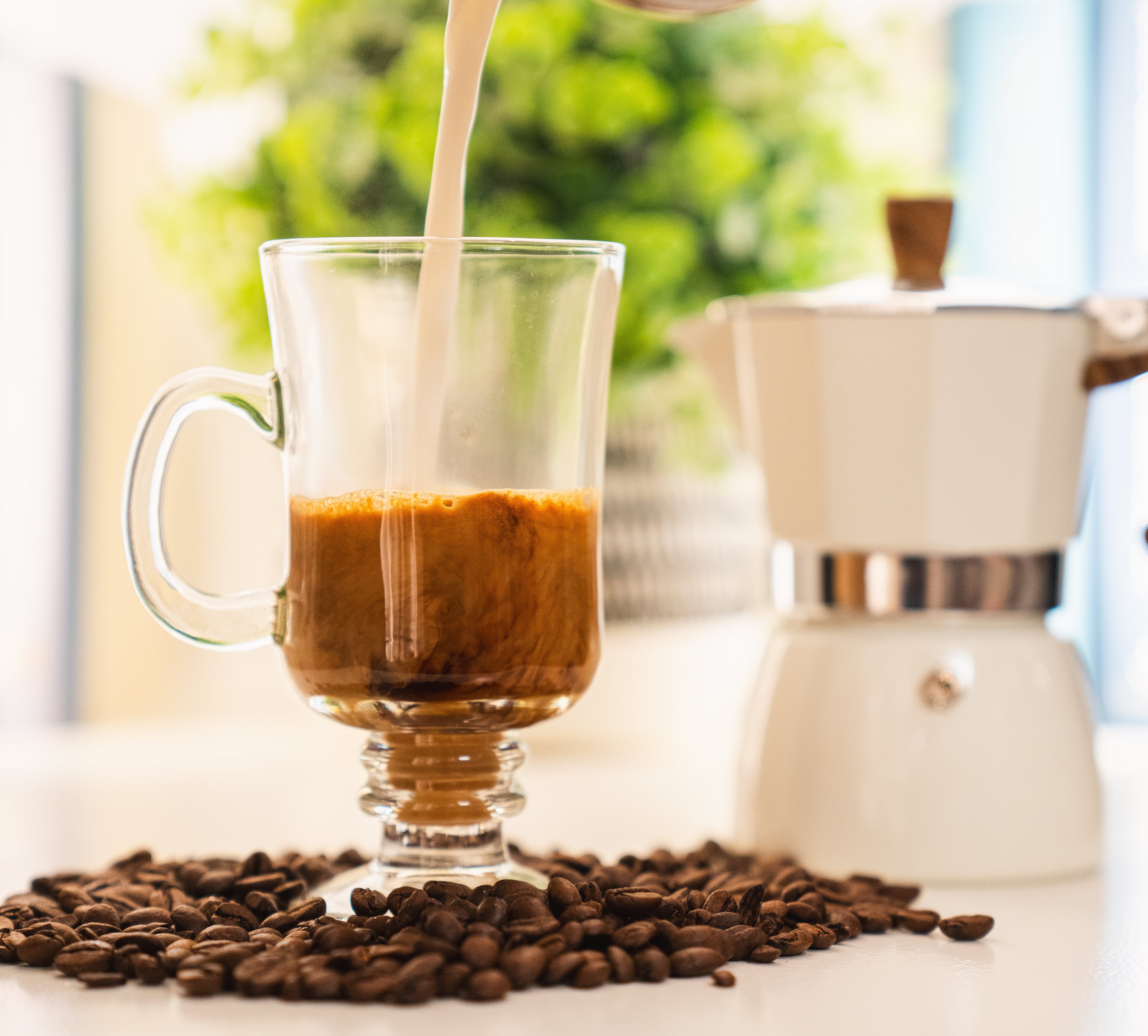 Coffee poured into a glass