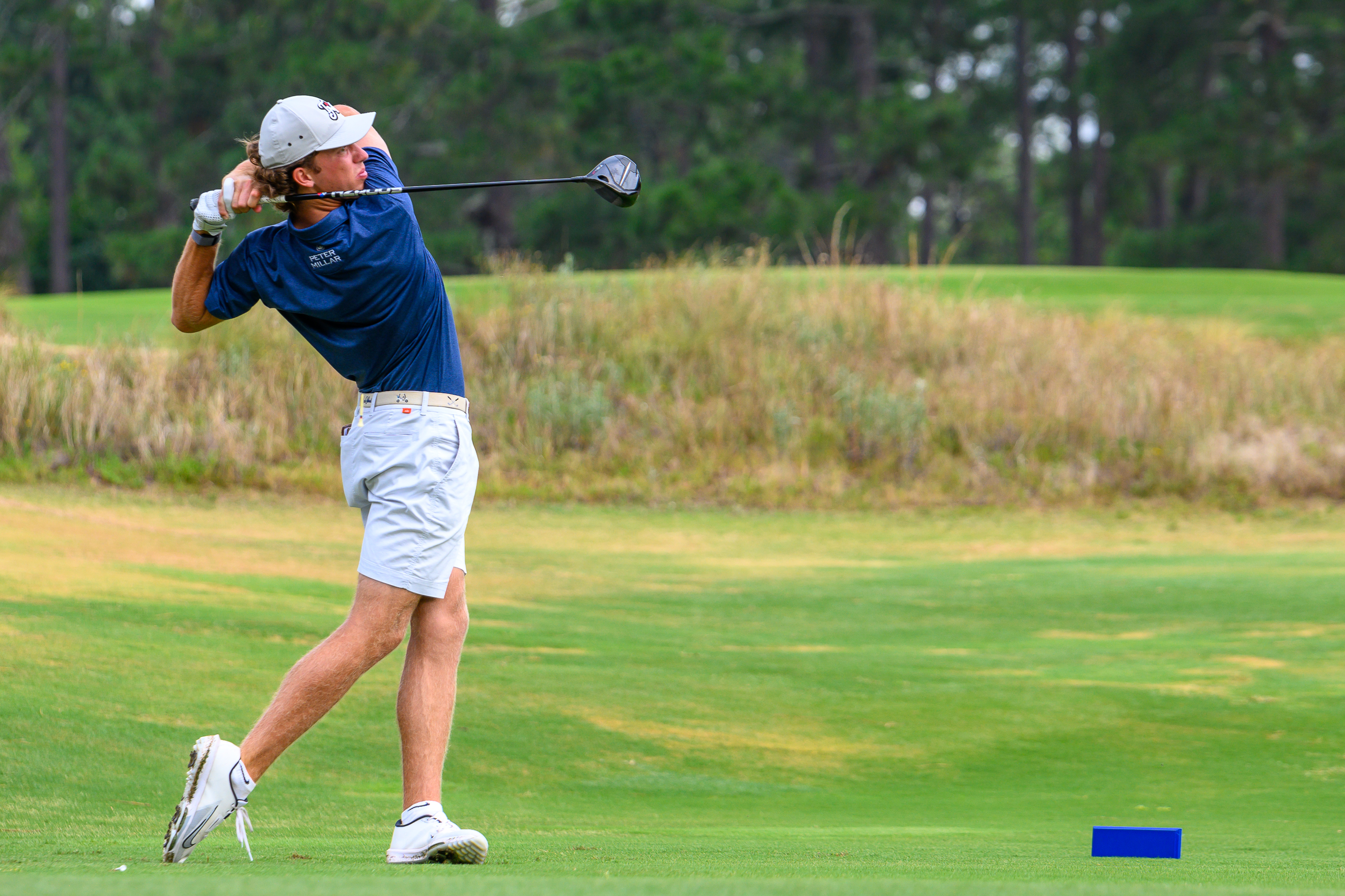 Jackson Van Paris hits a tee shot during Thursday's round of 32 at the 124th North & South Men's Amateur.